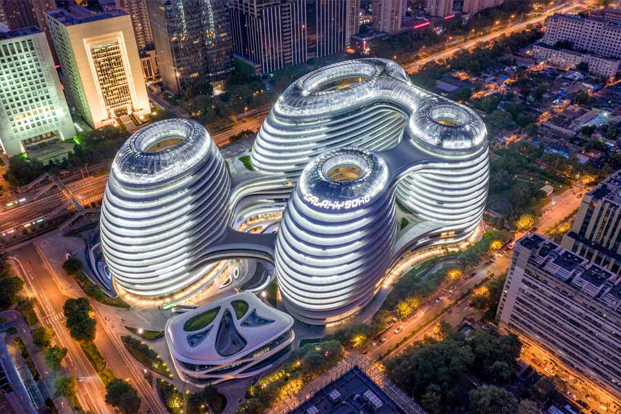 نمای پارامتریک مرکز خرید گالکسی سوهو (Galaxy SOHO) پکن چین
