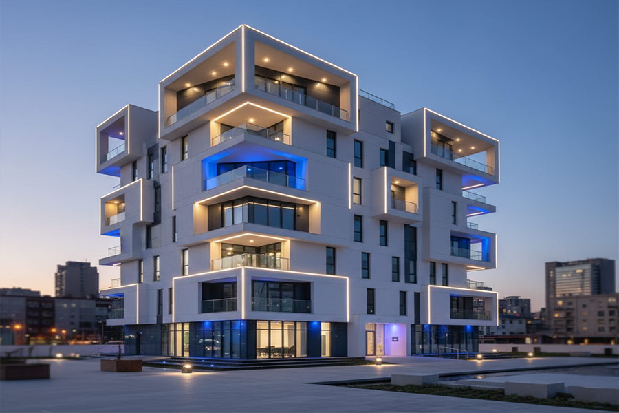 نورپردازی نمای ساختمان ساده