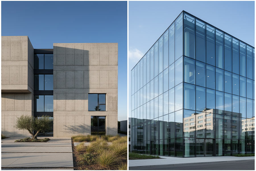 نمای ساختمان مدرن شیشه ای