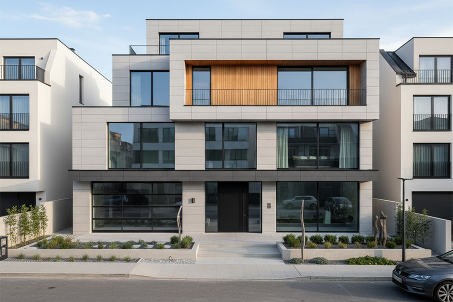 نمای ساختمان دو طبقه مدرن