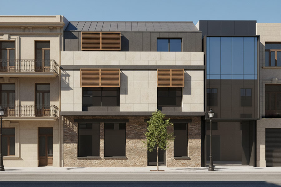 نمای ساختمان دو طبقه ساده ایرانی