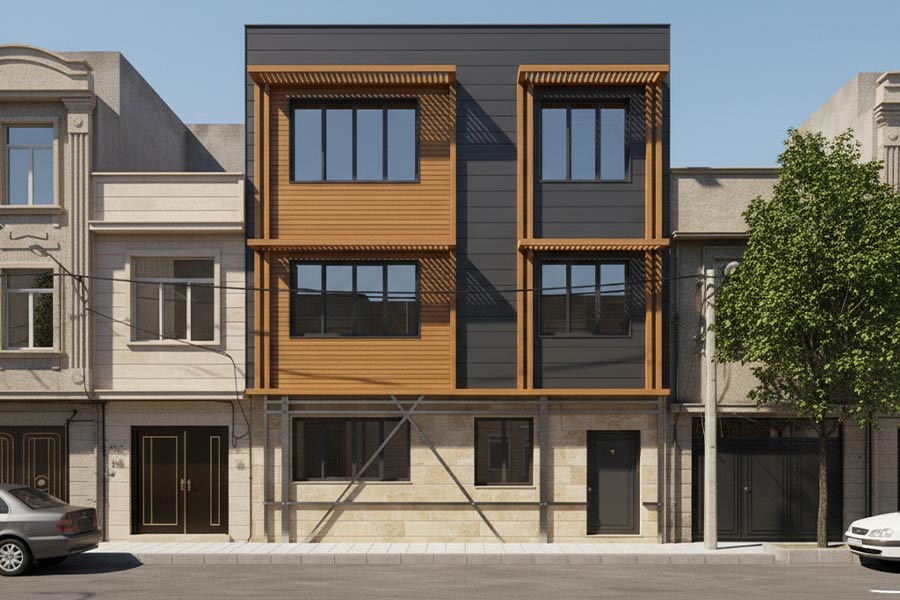 نمای ساختمان دو طبقه