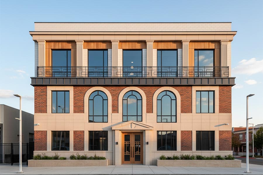 نمای ساختمان دو طبقه نئوکلاسیک
