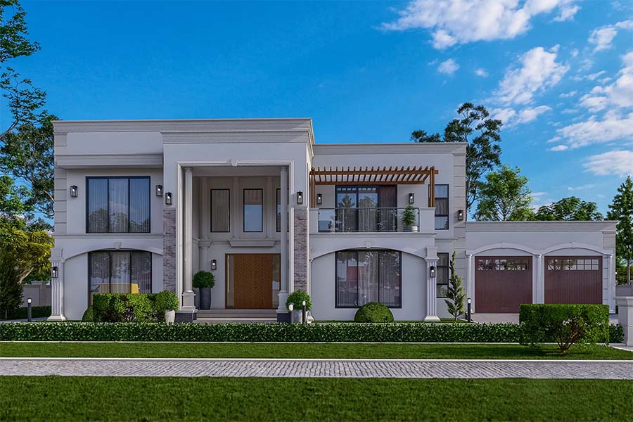 نمای ساختمان ساده دو طبقه