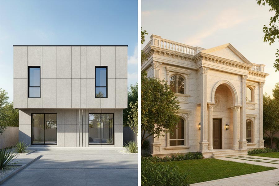 نمای بیرونی ساختمان یک طبقه ایرانی