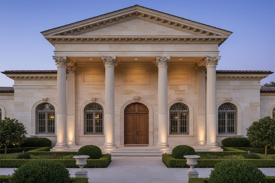 نمای کلاسیک ساختمان یک طبقه